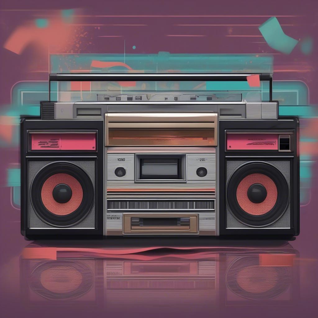 80s Boombox and Cassette - An image of a classic 80s boombox with a cassette tape, representing the popular music listening methods of the time.