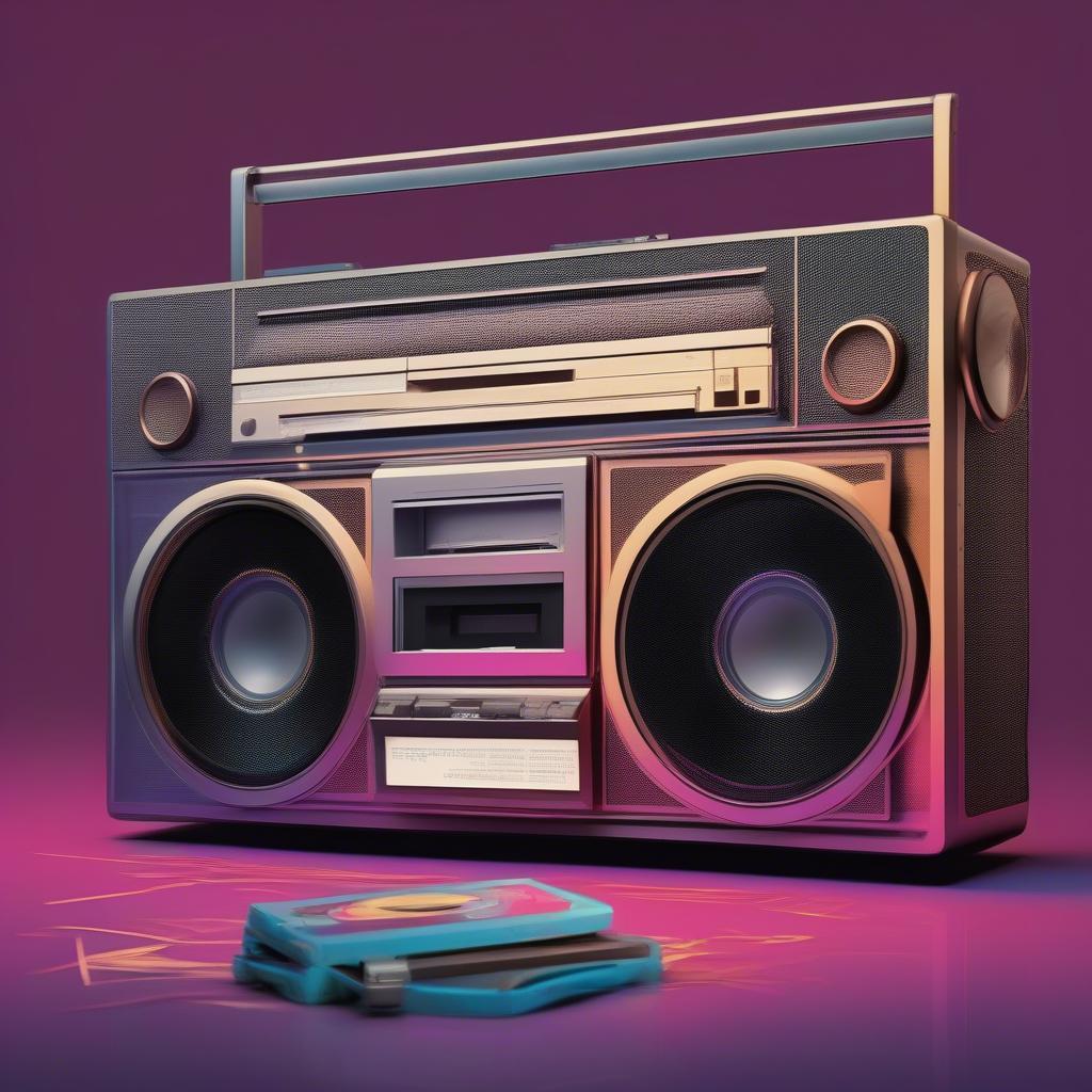 80s Boombox with Cassette Tape