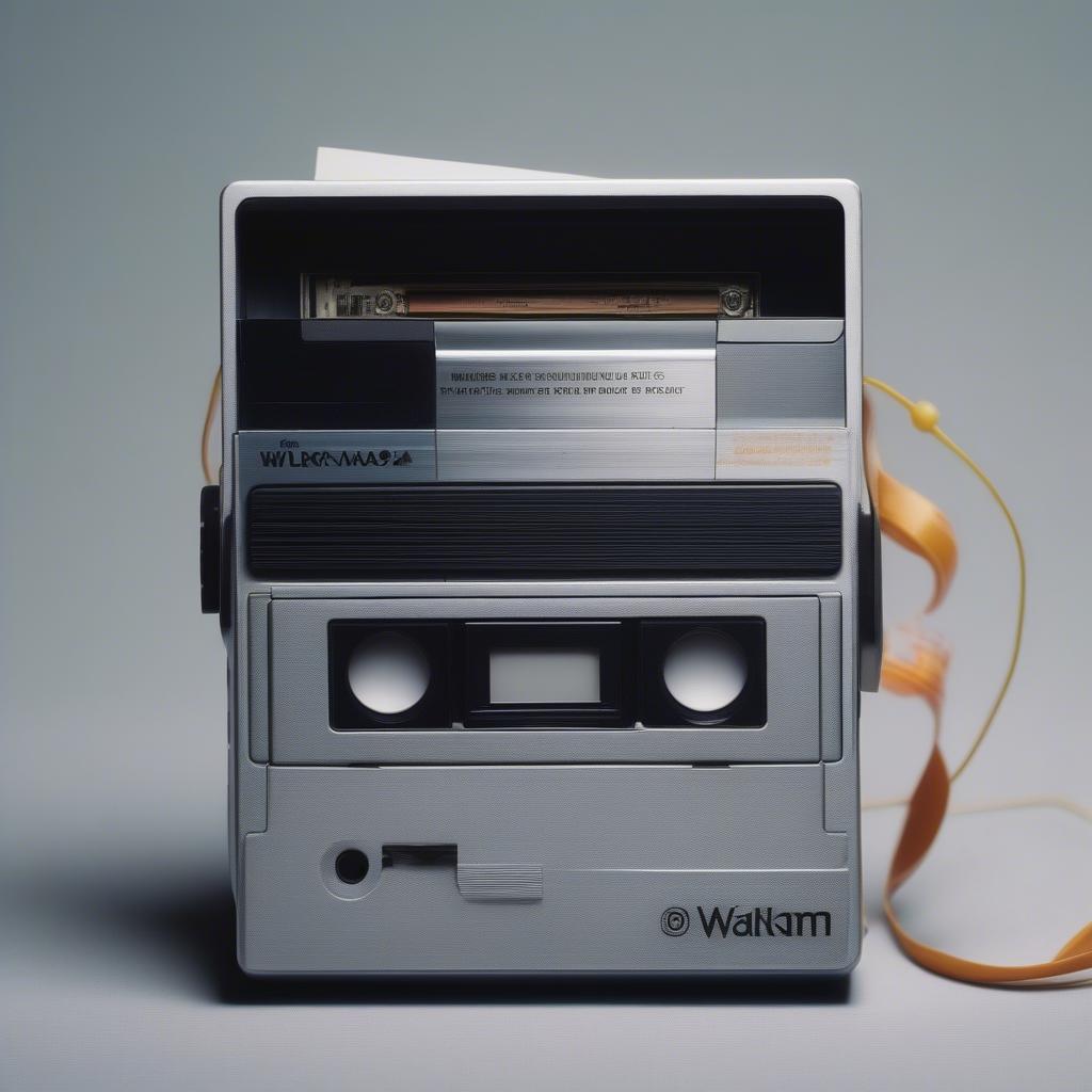 A vintage cassette tape and Walkman, representing the iconic music listening experience of the 1980s.