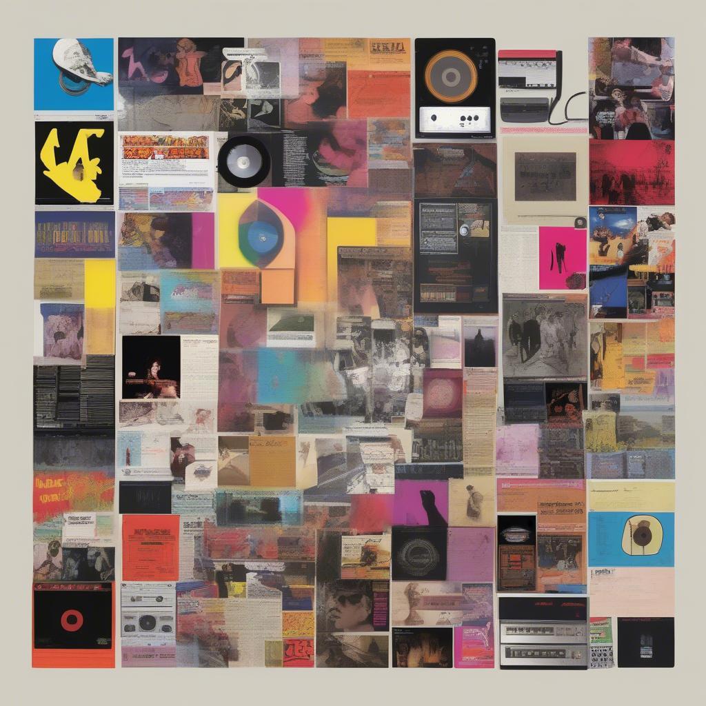 Collage representing various 80s music genres like pop, rock, and new wave