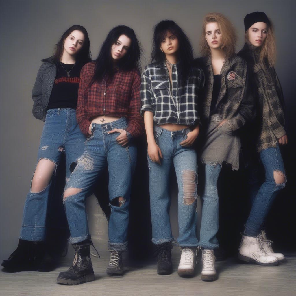 90s Grunge Fashion: Flannel Shirts and Ripped Jeans