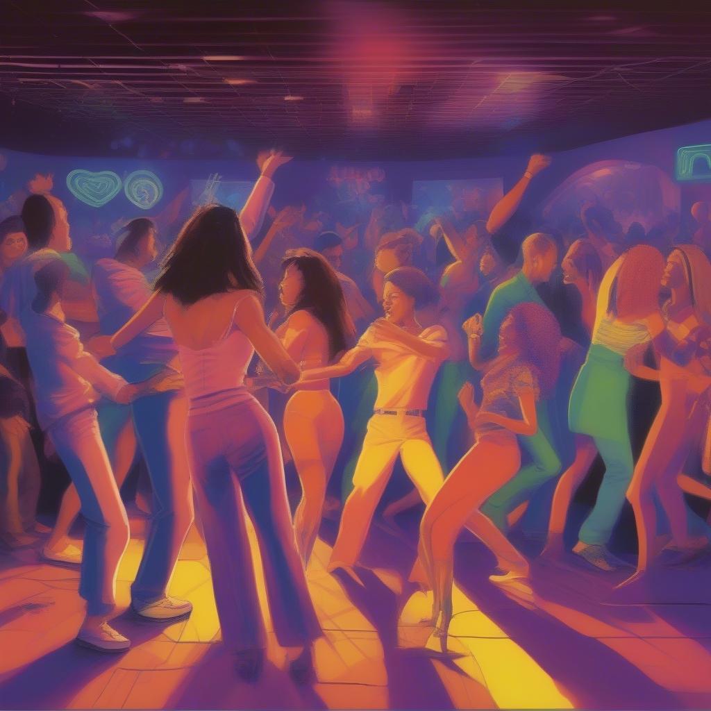 90s Nightclub Scene Depicting Social Dynamics