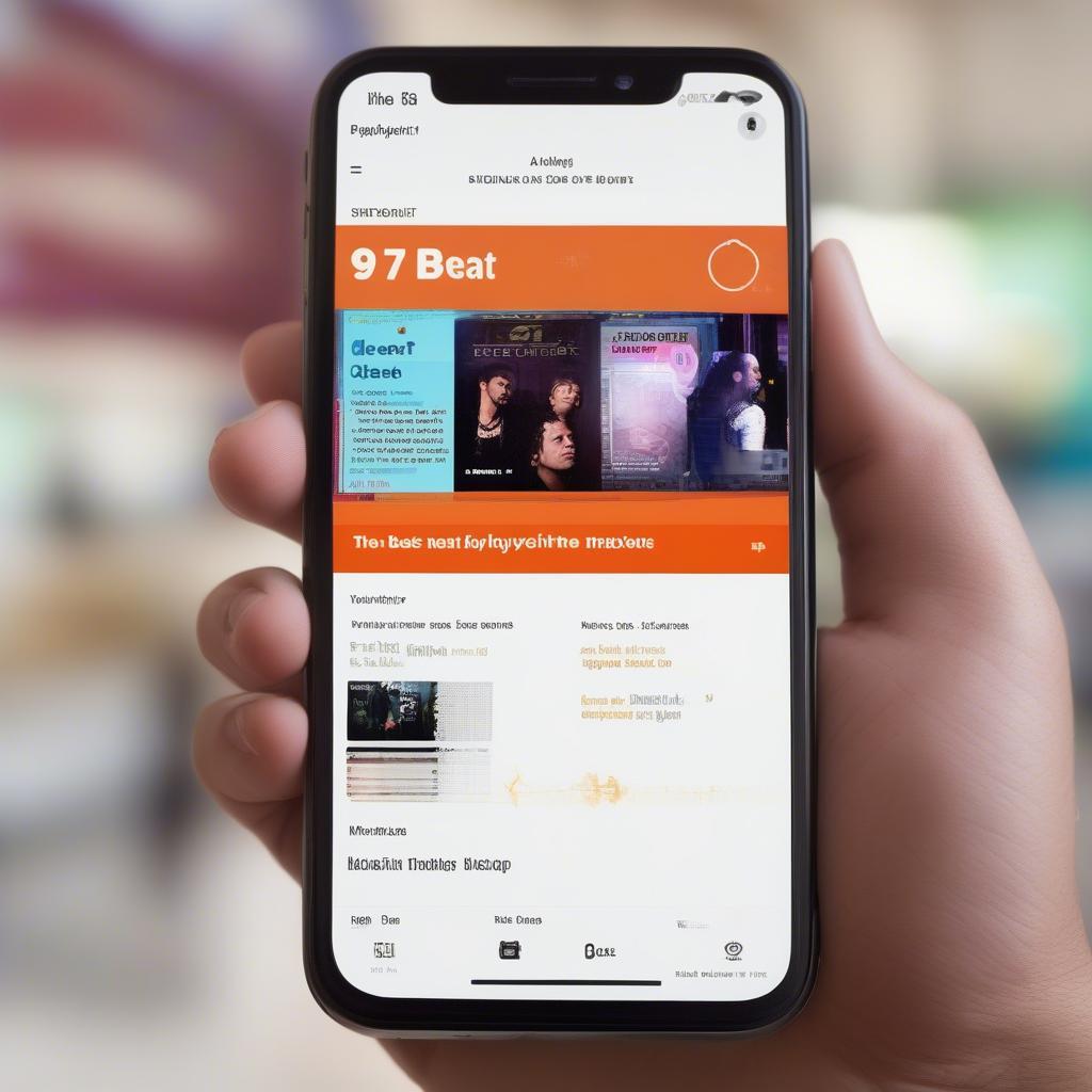 Smartphone Showing 97.9 The Beat Playlist App