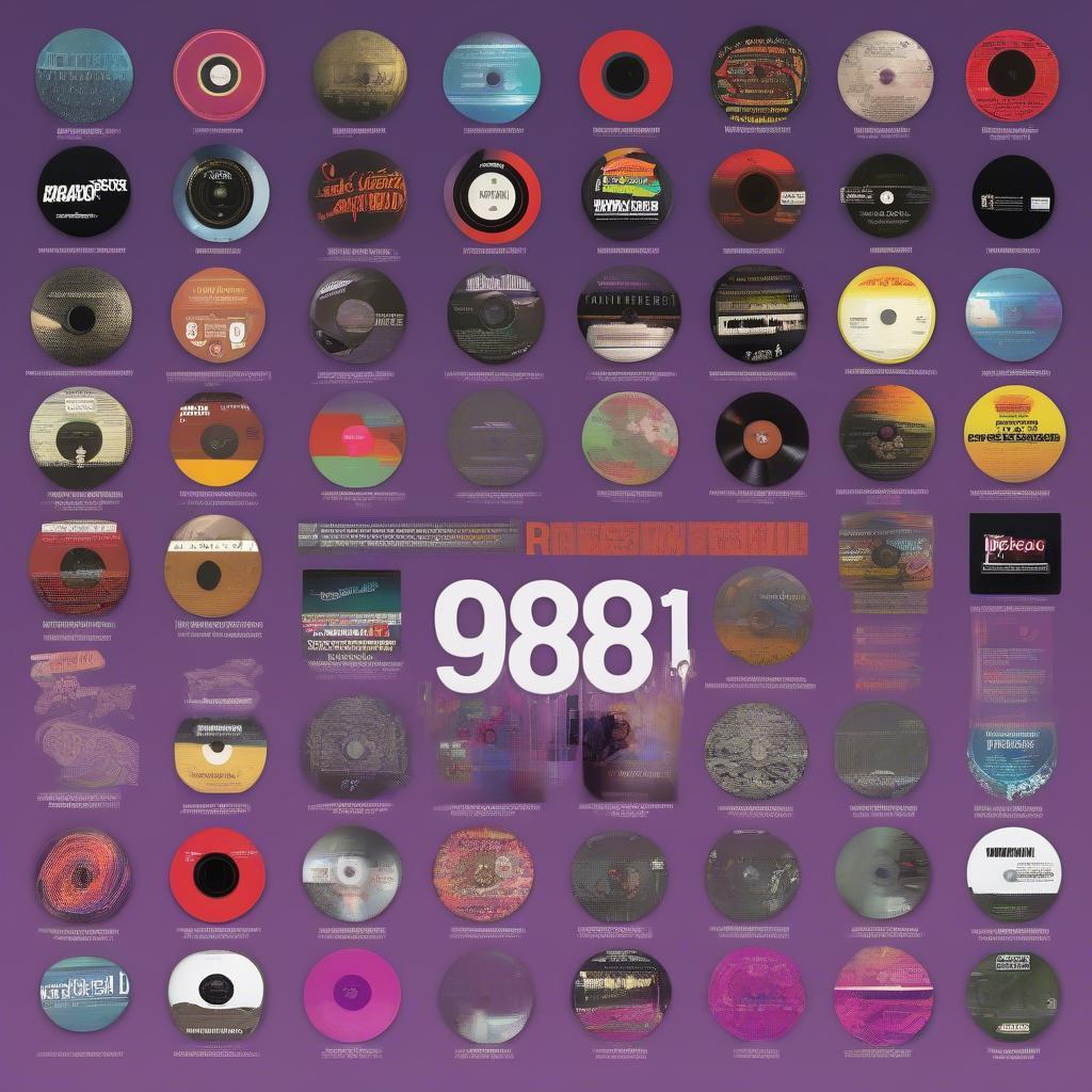 98.5 The Beat Top Songs: A collage showcasing various music genres like pop, hip-hop, R&B, and electronic, represented by album covers and artist photos.