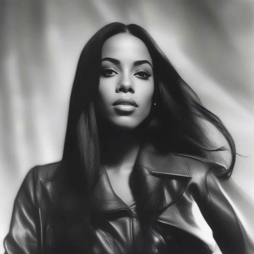 Aaliyah Portrait in Black and White