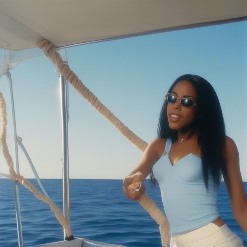 Aaliyah in the "Rock the Boat" music video