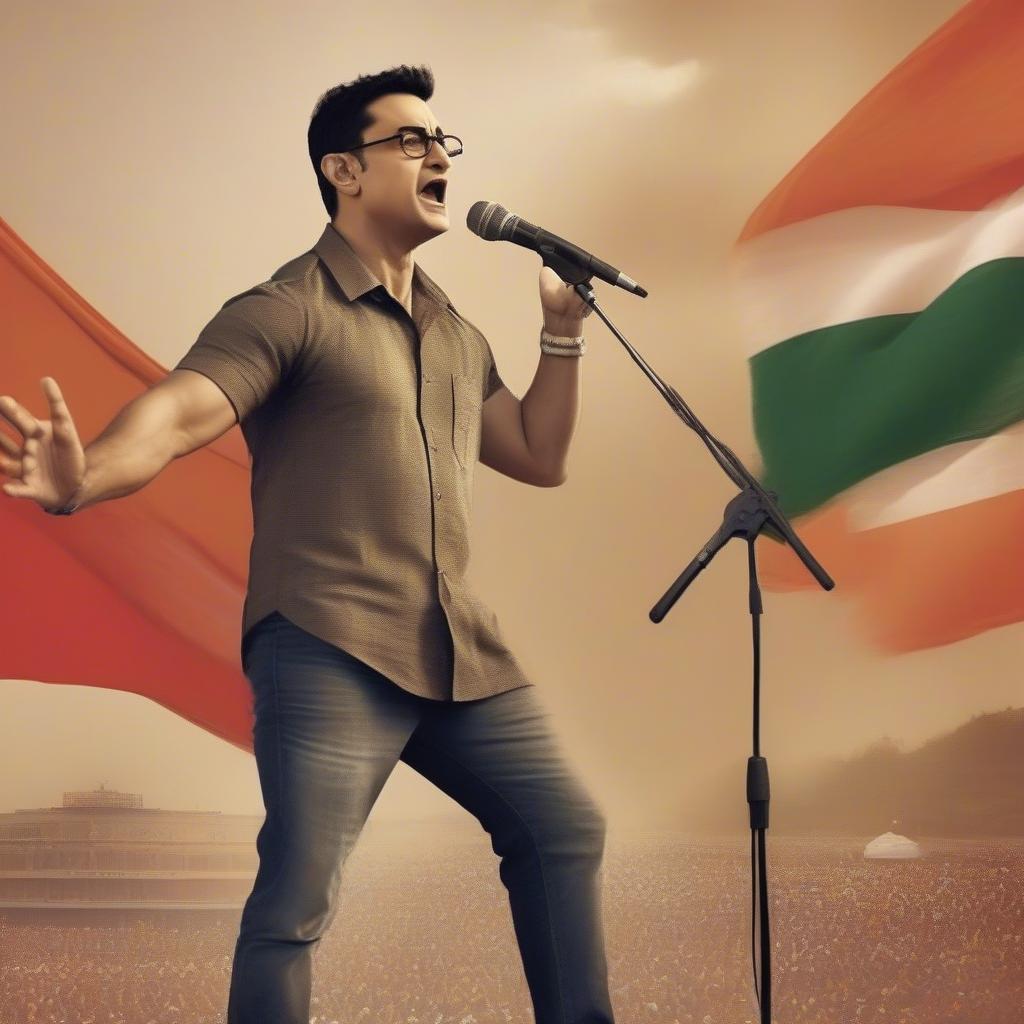 Aamir Khan in a patriotic song scene