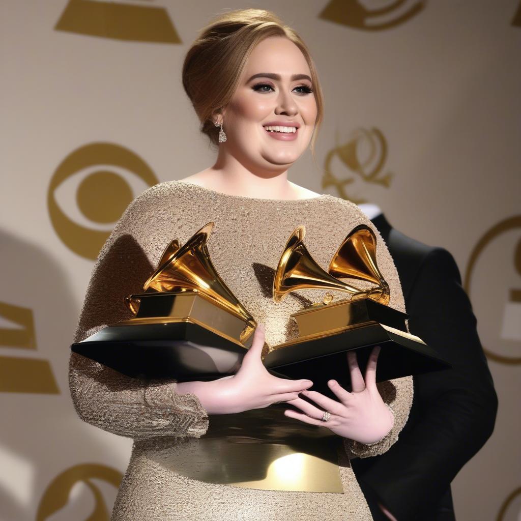 Adele accepting a Grammy Award