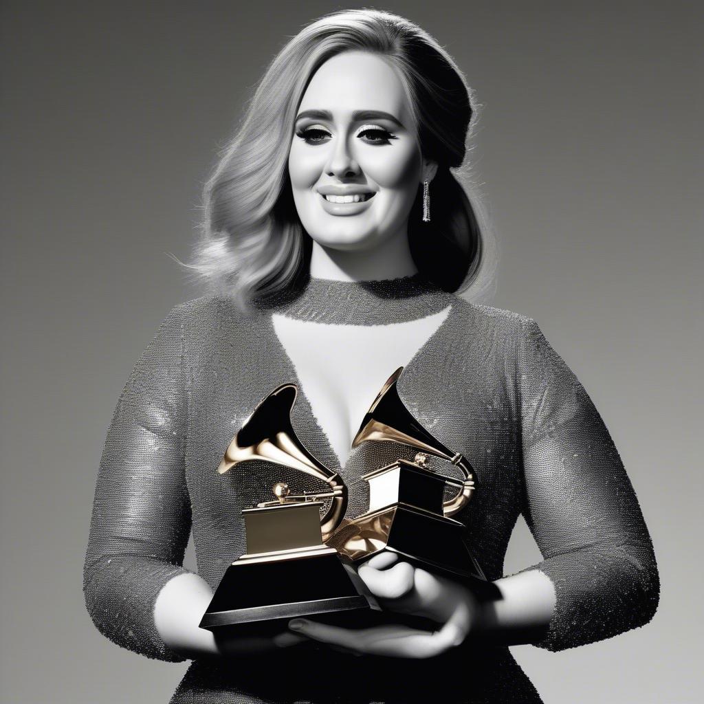 Adele accepting a Grammy Award