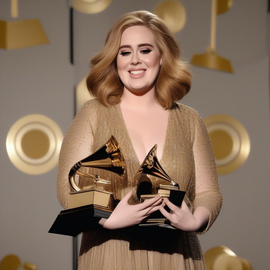 Adele Receiving Grammy Award