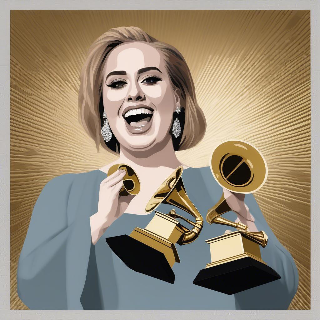 Adele Receiving Grammy Award