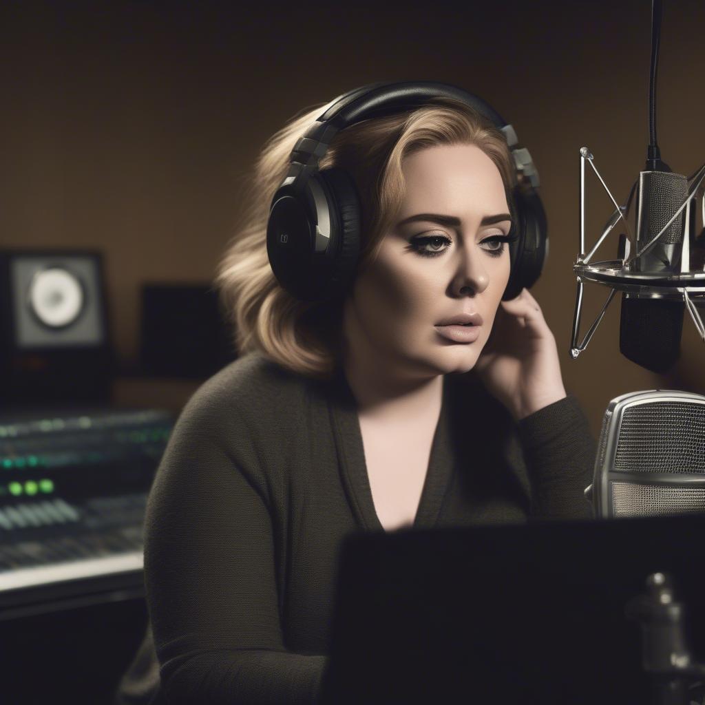 Adele Recording in a Studio