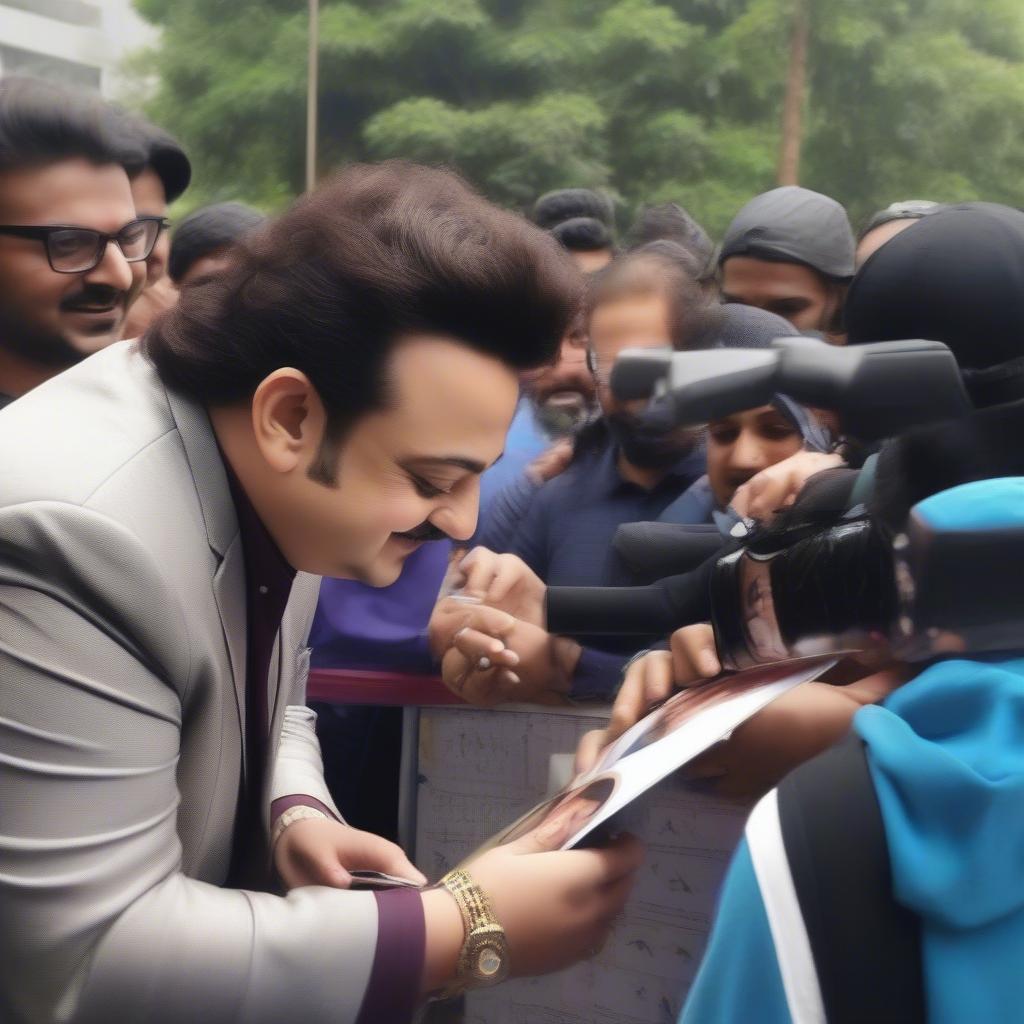 Adnan Sami interacting with his fans at a meet-and-greet event