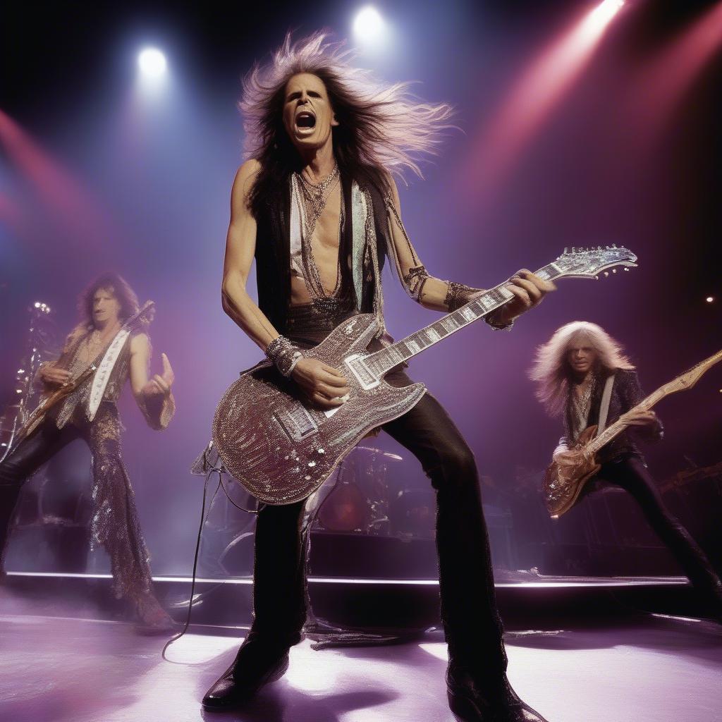 Aerosmith performing live in a stadium