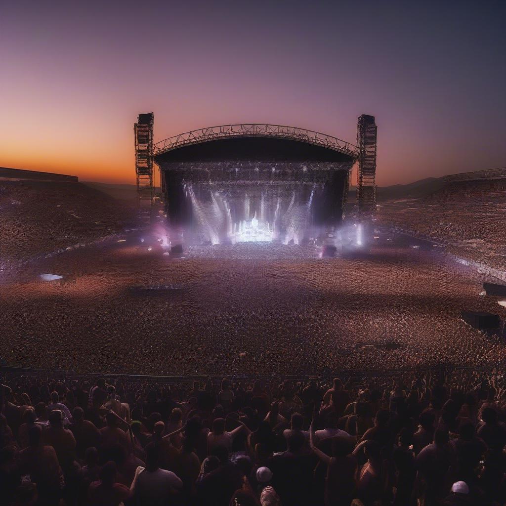 Afrojack Festival Performance: A wide shot of Afrojack performing on a massive festival stage, with a sea of people in the audience, showcasing the scale of his impact and the energy of his live shows.