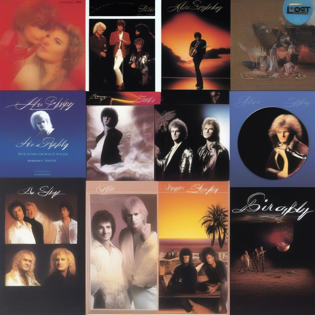 A collage of Air Supply's album covers showcasing their evolving style throughout the years