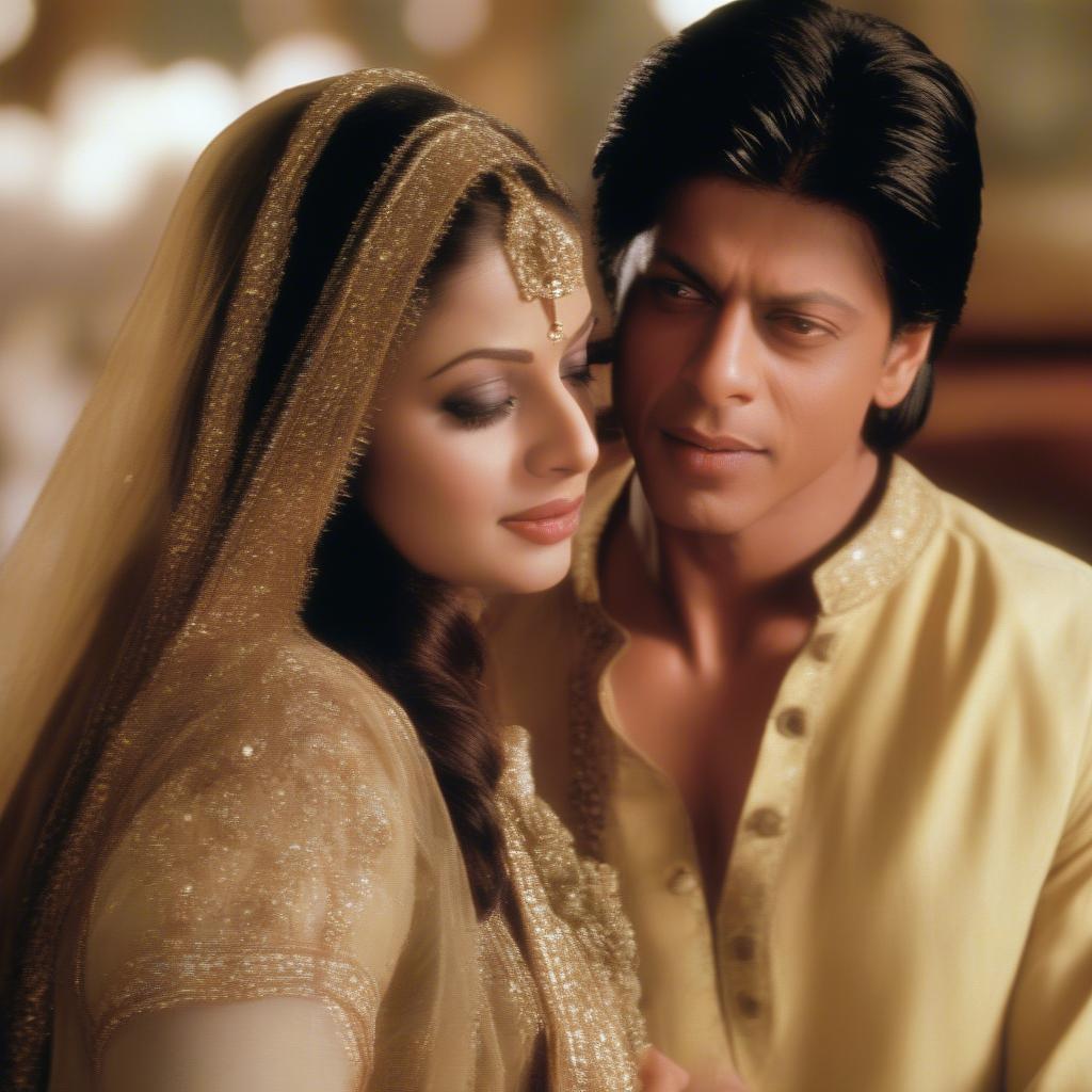 A still from the song "Humko Humise Chura Lo" featuring Aishwarya Rai and Shahrukh Khan, highlighting the romantic chemistry between the two.