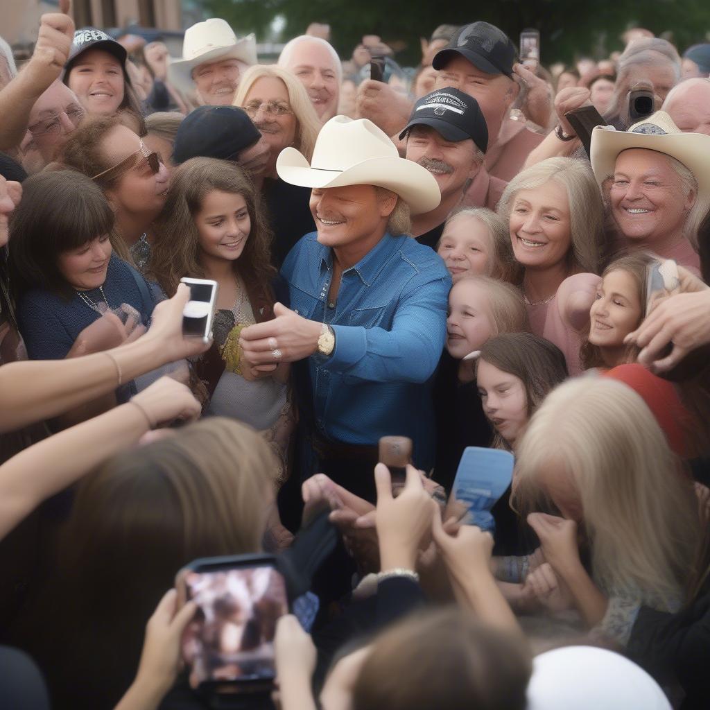 Alan Jackson signing autographs for fans after a concert