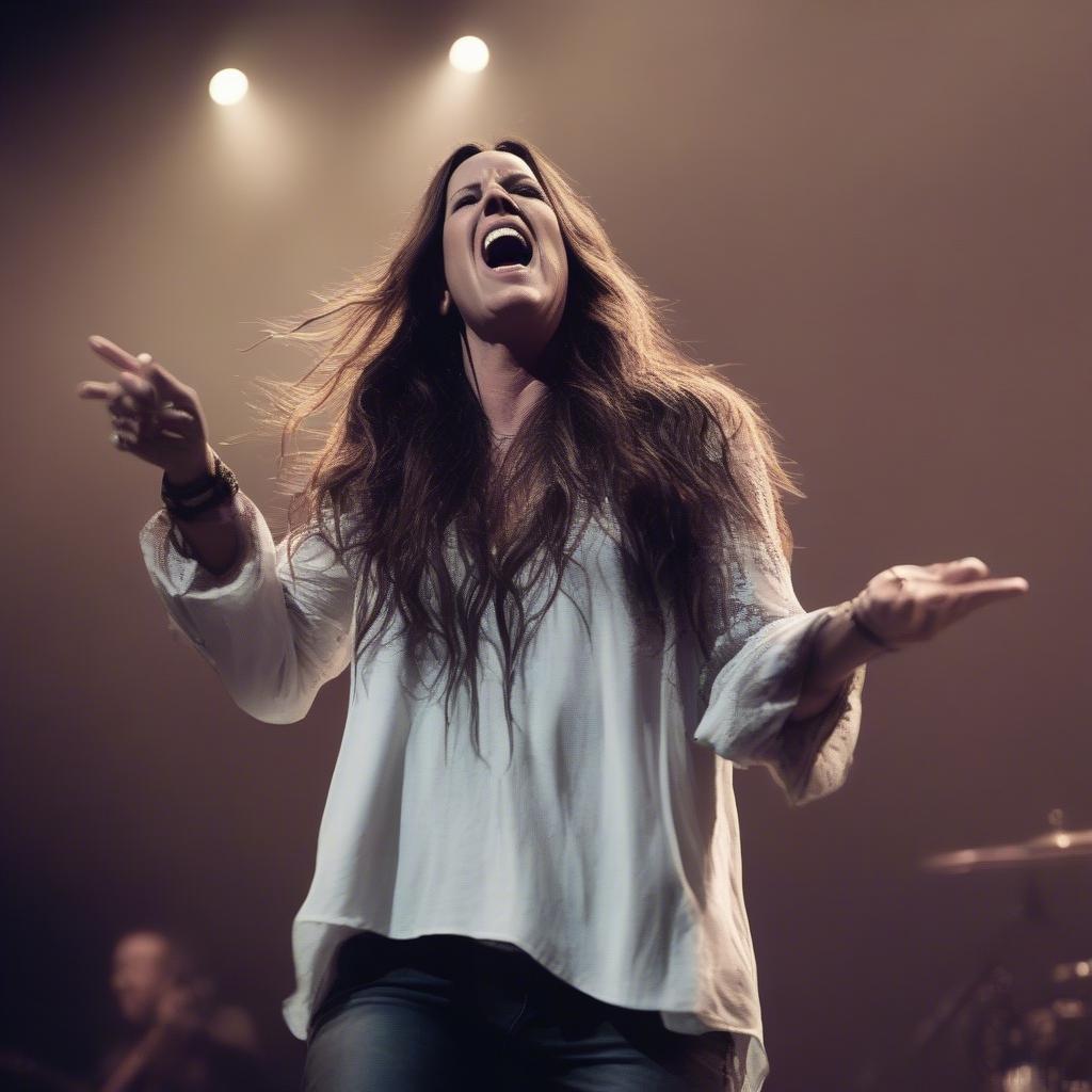 Alanis Morissette performing live on stage