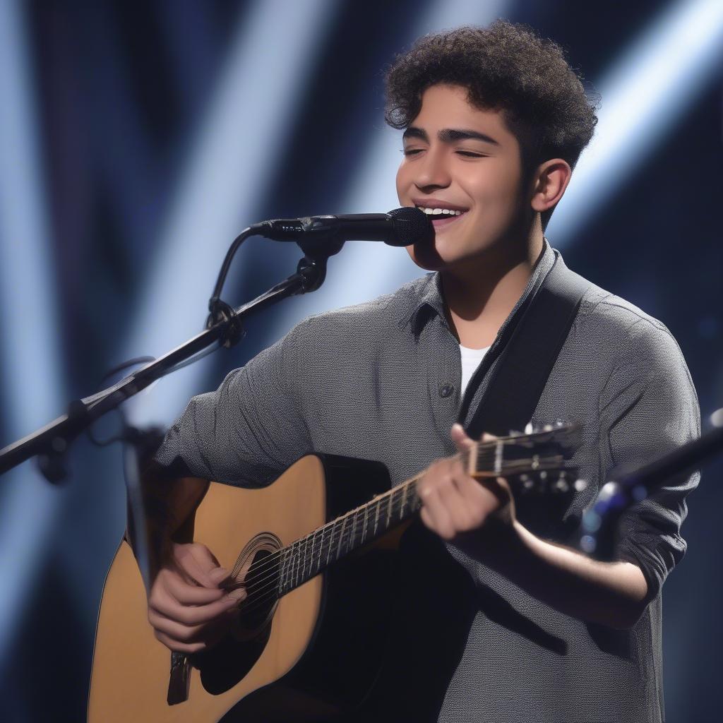 Alejandro Aranda performing an original song on American Idol 2019