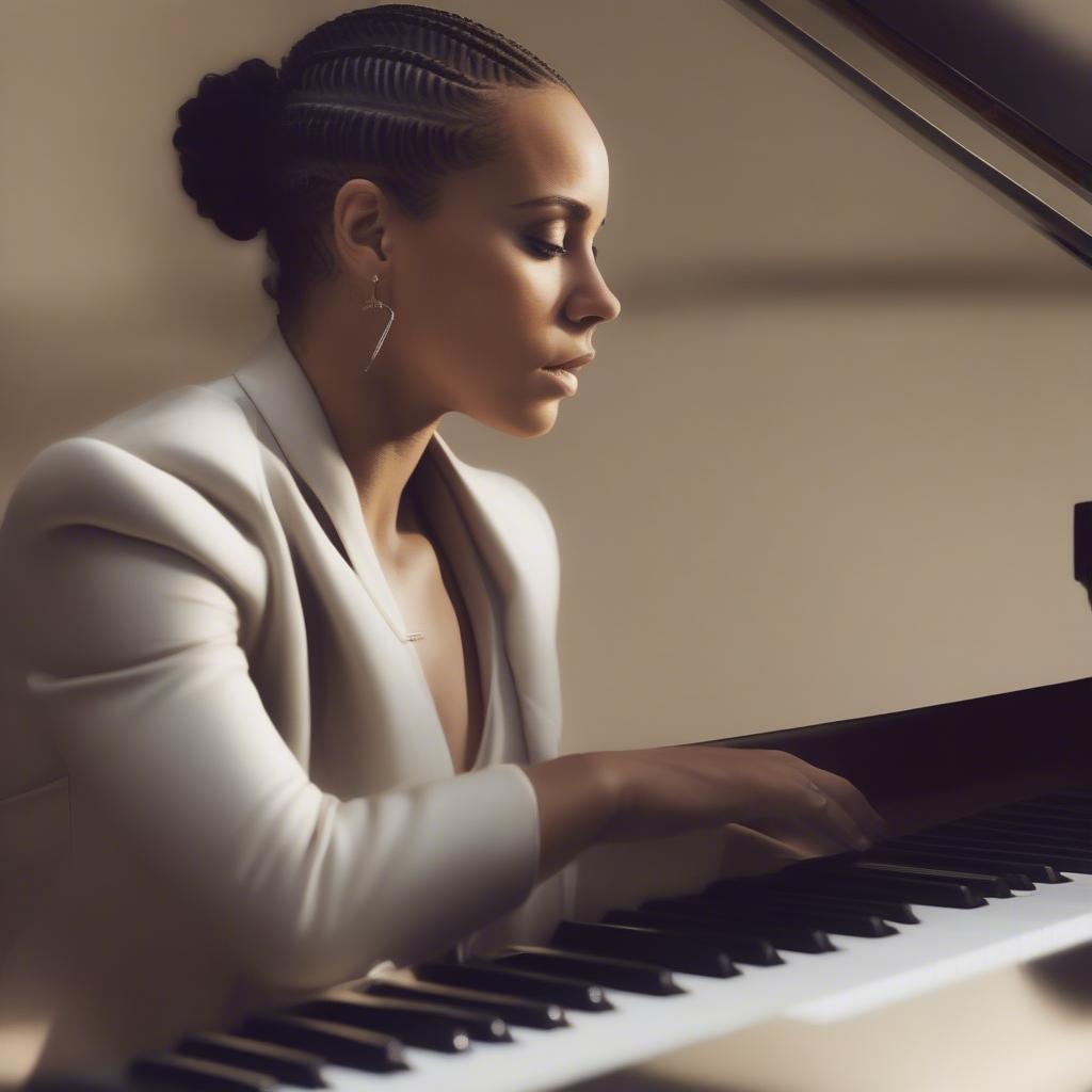 Alicia Keys playing "If I Ain't Got You" on piano