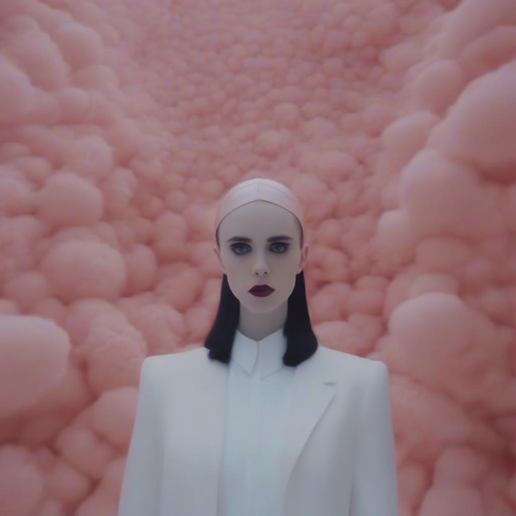 A still from an Allie X music video showcasing her unique visual style.