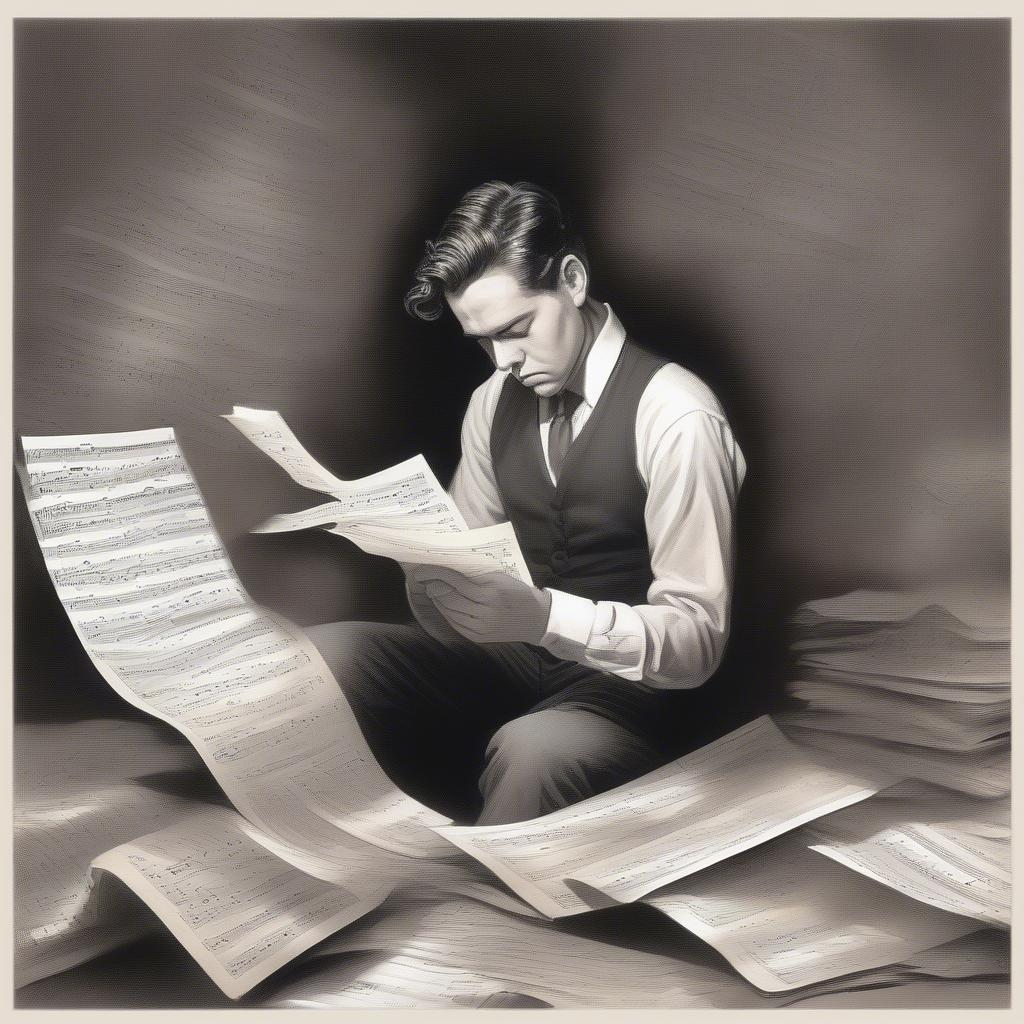 American Idol Song Selection Strategy: An image depicting a contestant contemplating different sheet music, highlighting the thought process behind choosing the perfect song.