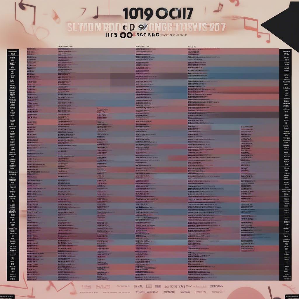 Billboard chart displaying top 100 songs of 2017