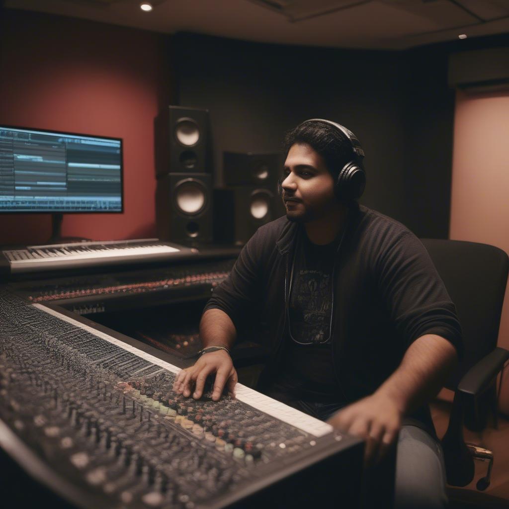 Amrik Toofan in a recording studio