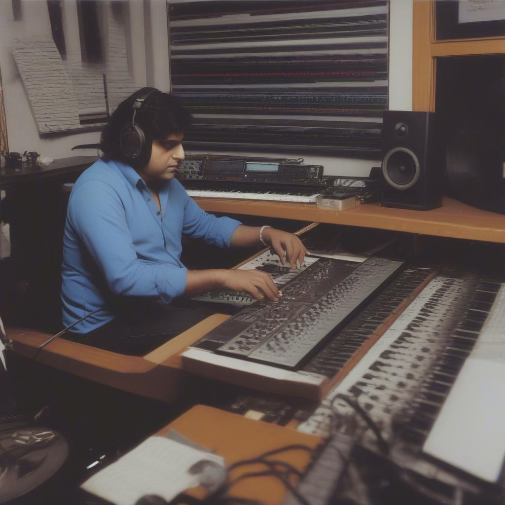 Anand Raj Anand composing music in a studio