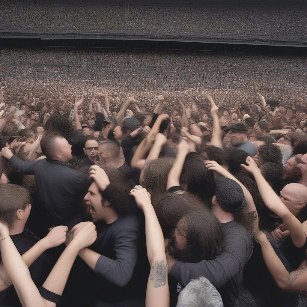 Anthrax fans moshing at a concert