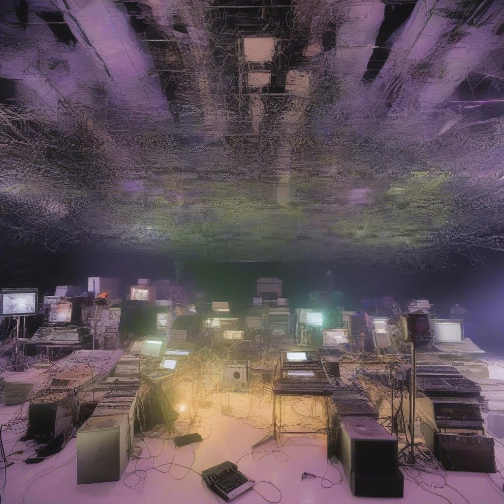 Aphex Twin performing live with complex visuals