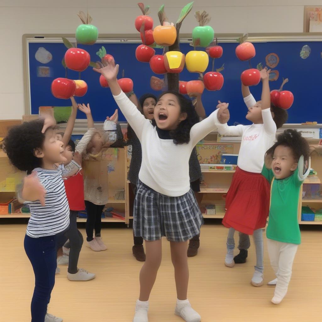 Classroom Activity with Apples Up On Top