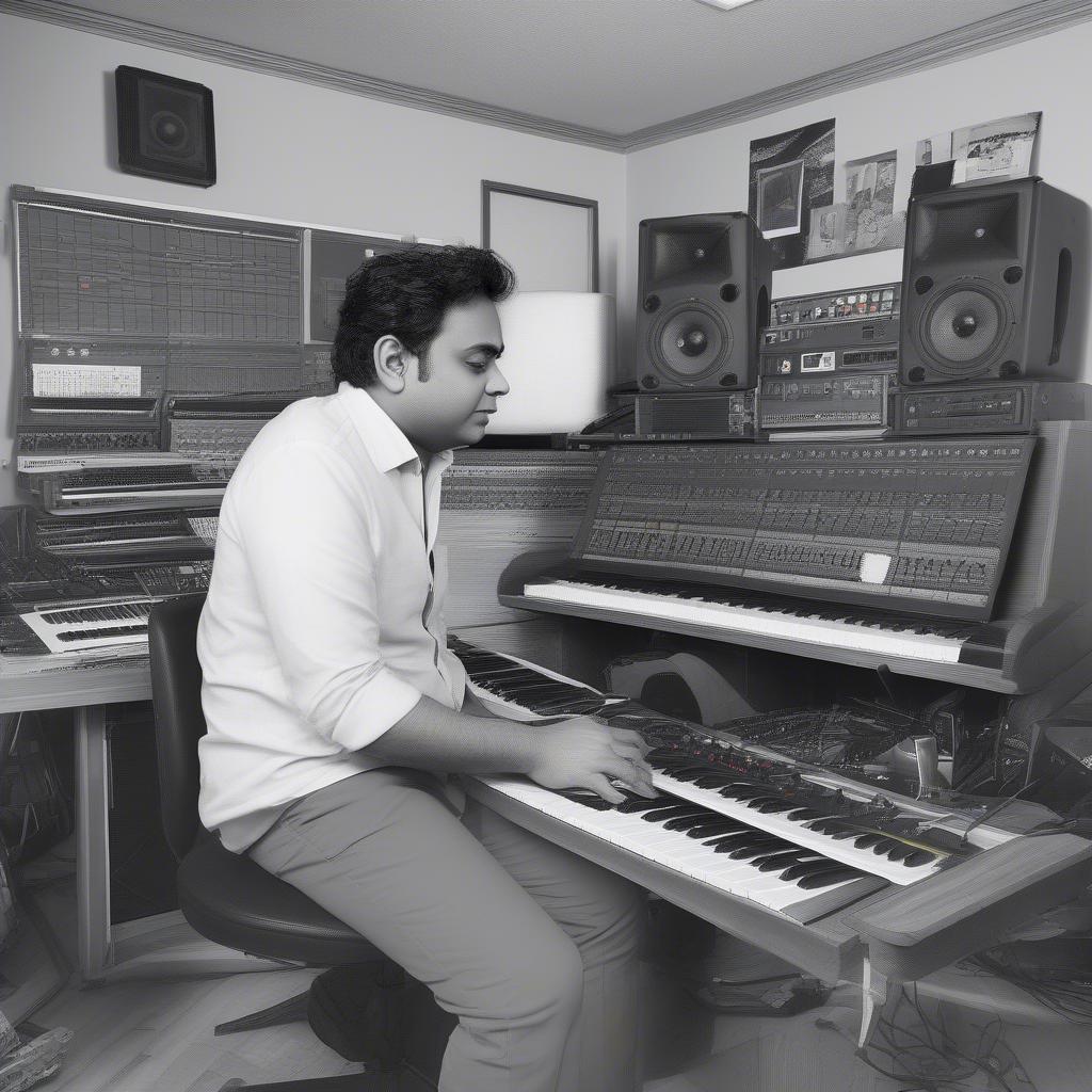 AR Rahman composing music in his studio