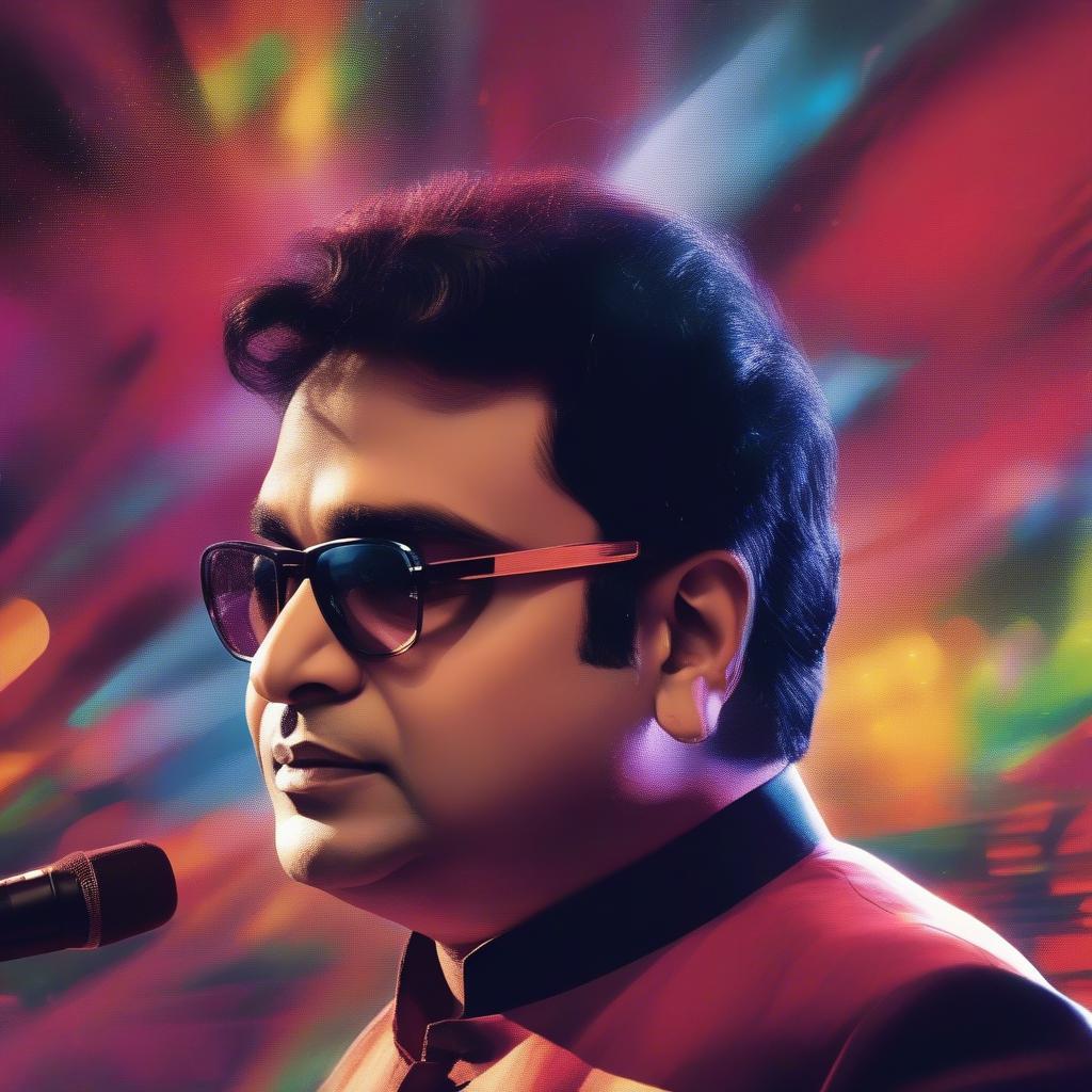 AR Rahman performing live in a concert, captivating the audience with his music.