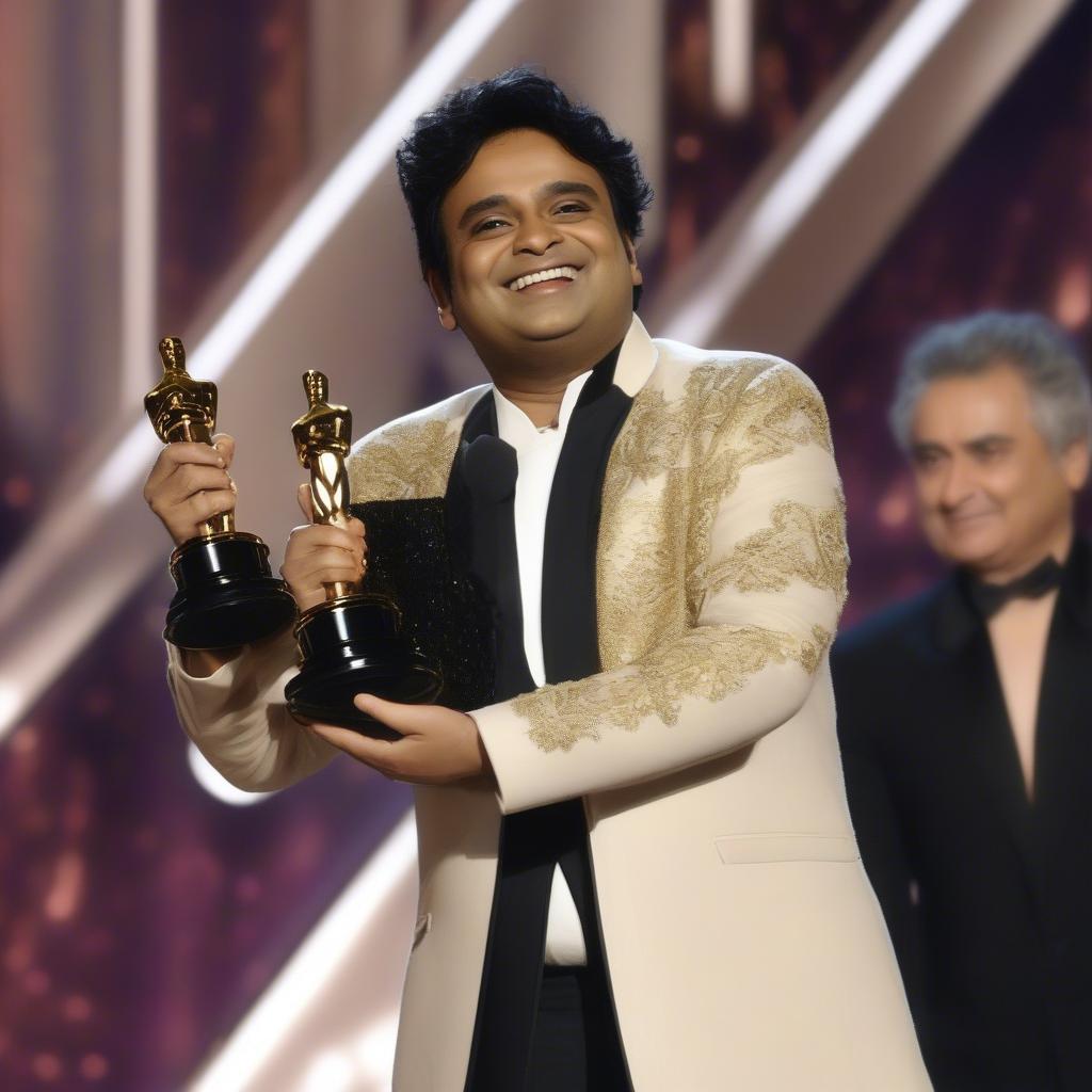 AR Rahman accepting an Oscar Award.