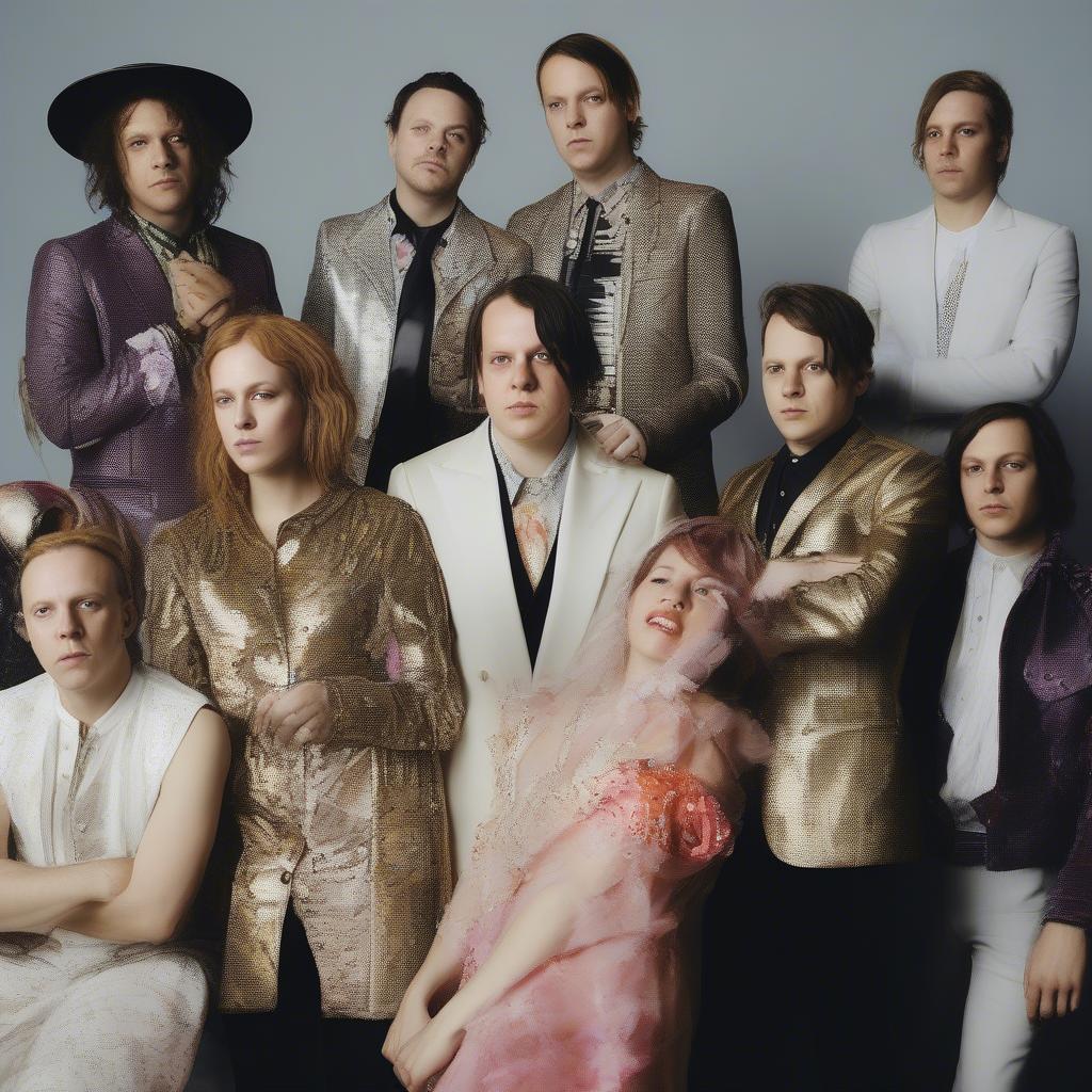 Arcade Fire band members posing together