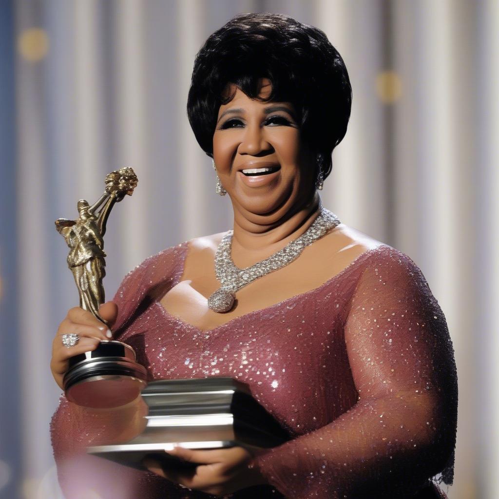 Aretha Franklin receiving an award