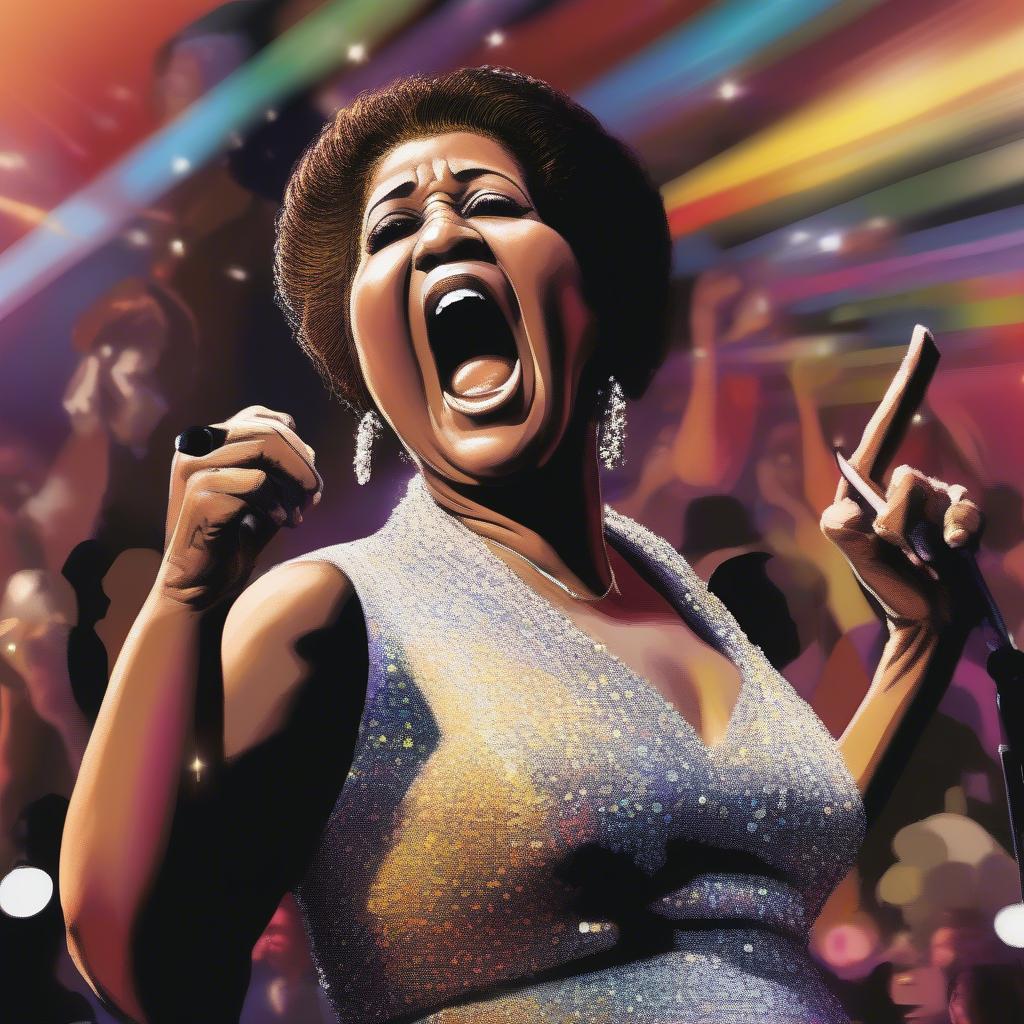 Aretha Franklin performing "Rock Steady" at a concert