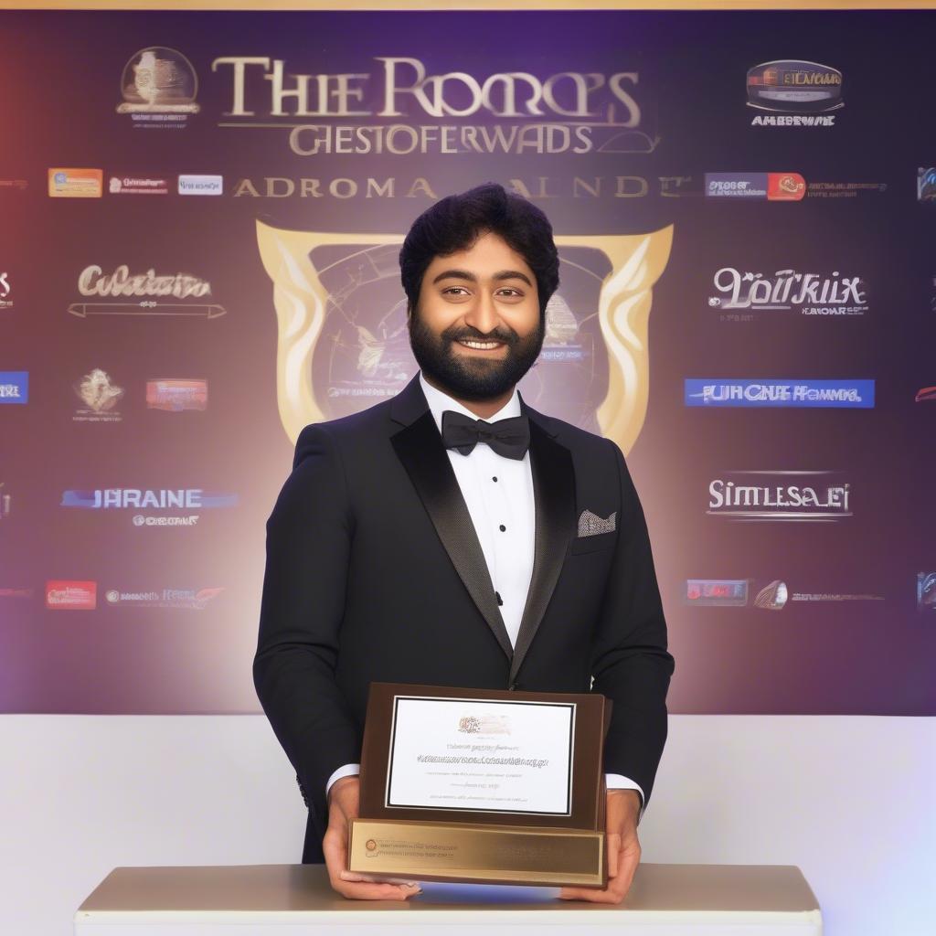 Arijit Singh graciously accepting a prestigious music award for his outstanding contribution to the music industry.