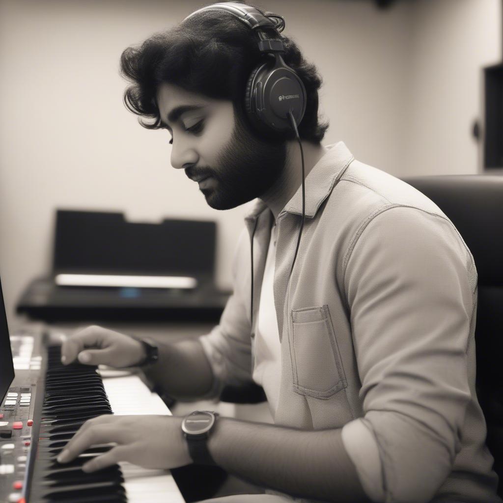 Arijit Singh in a recording studio