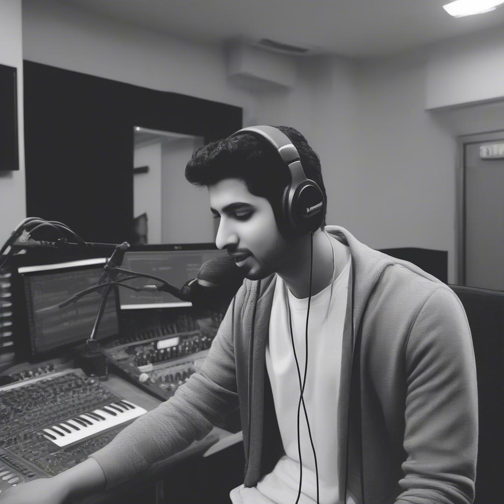 Armaan Malik in a recording studio