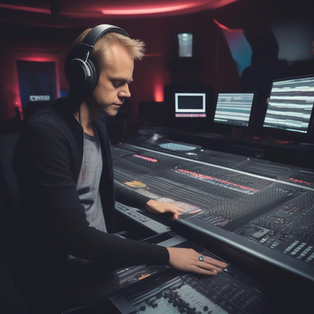 Armin van Buuren hosting A State of Trance radio show in 2014