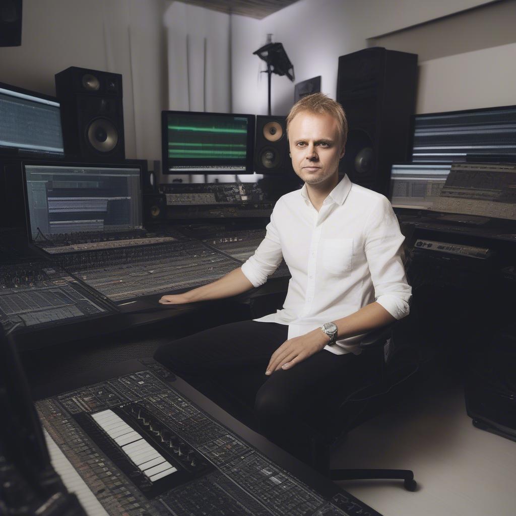 Armin van Buuren working in his studio in 2015