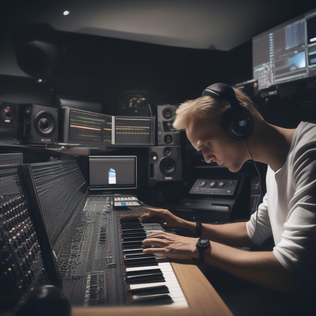 Armin van Buuren in a recording studio