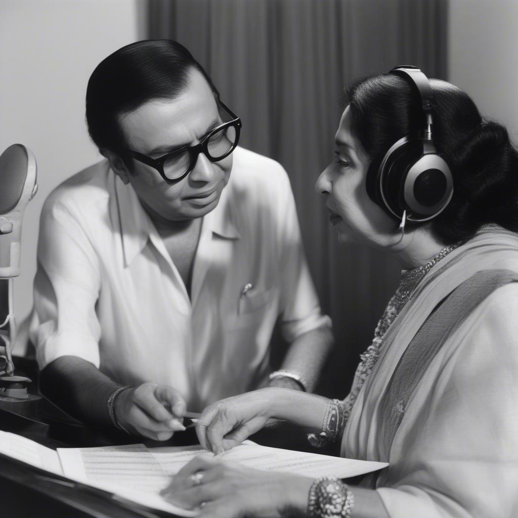 Asha Bhosle and R.D. Burman in the studio