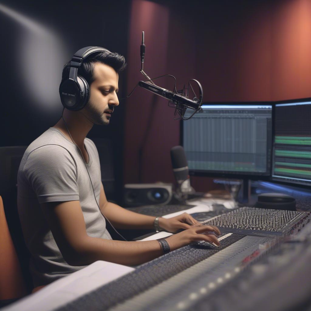 Atif Aslam in a Recording Studio