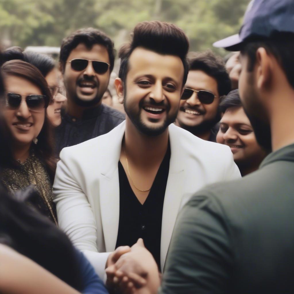 Atif Aslam interacting with his fans, demonstrating his genuine appreciation for their support.