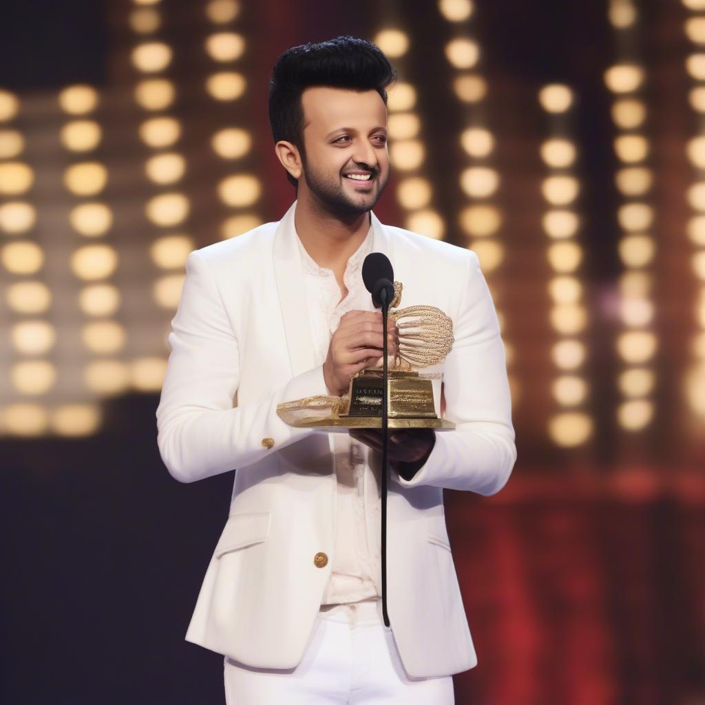 Atif Aslam receiving a music award