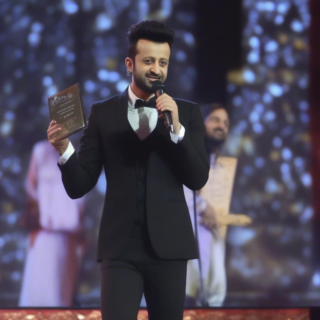 Atif Aslam Receiving a Music Award